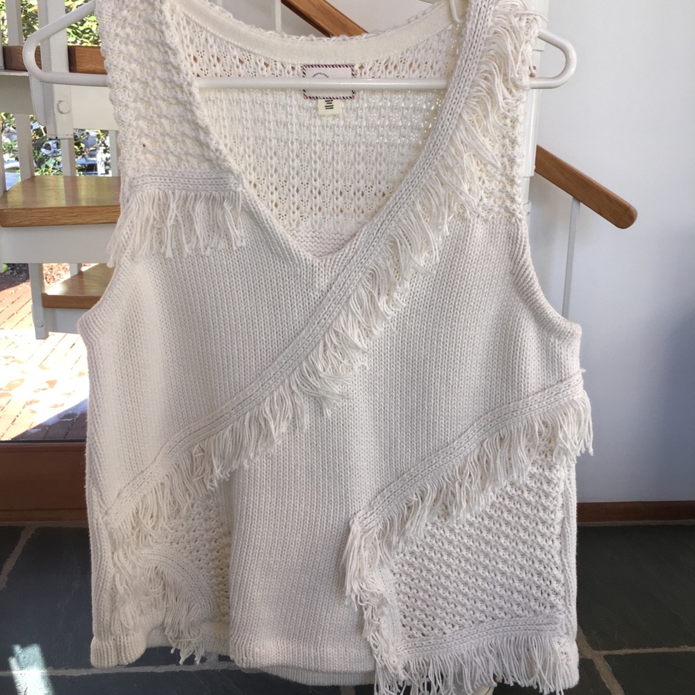 NWT Anthropologie knit fringe tank